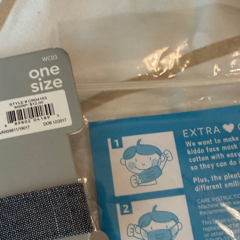 Carter's Denim Blue Kids Bowtie and face mask boys or unisex new